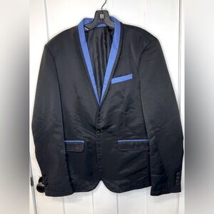 Barabas Jacket Men’s Suit Coat Blazer Size XL Black w Blue